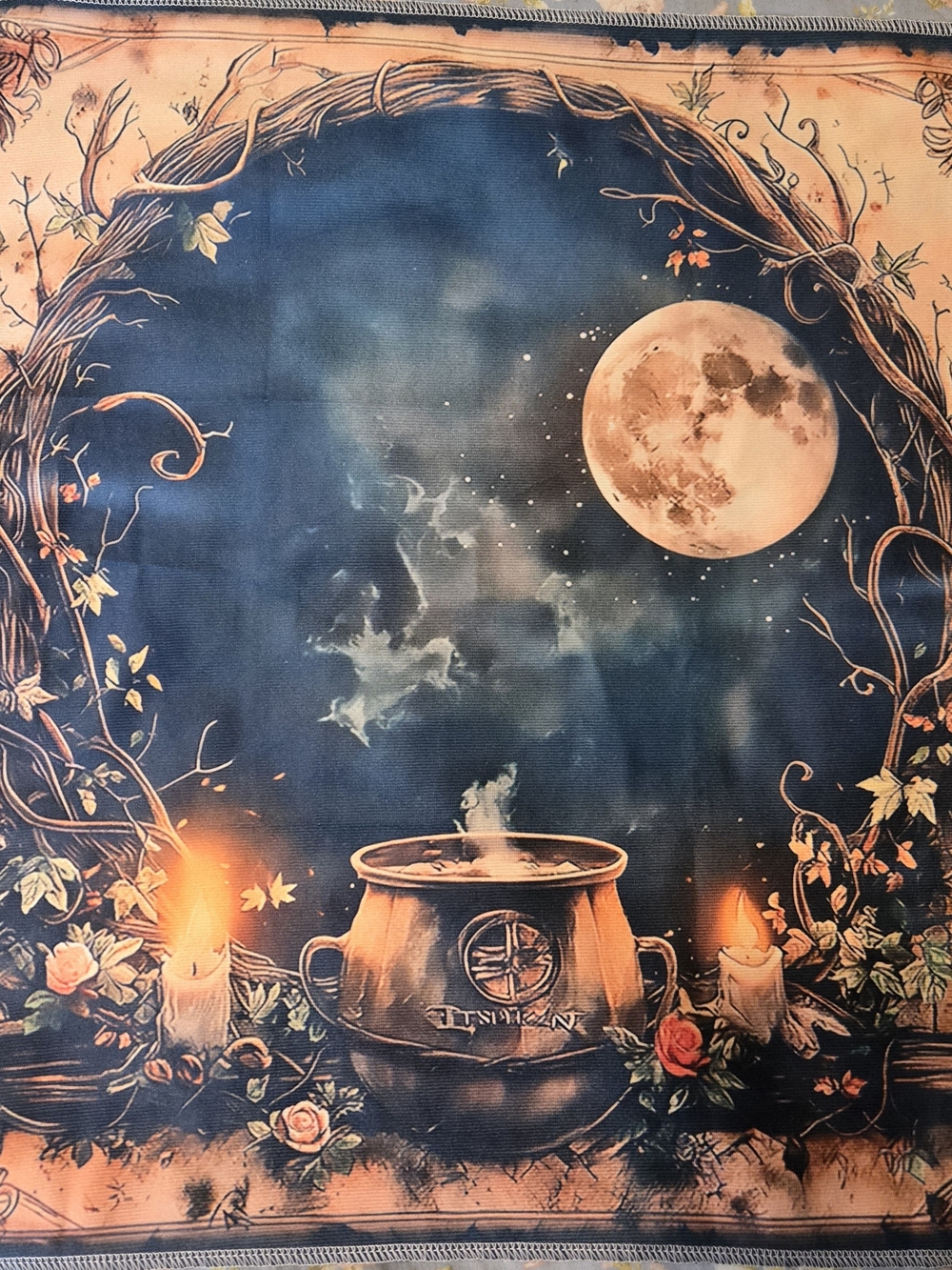 Mystic Moon Cauldron Tarot Oracle Card Reading Cloth Mini  Tapestry
